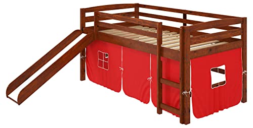 Chelsea Home Aria Red Tent Loft Bed with Slide and Ladder 36ST-4600-CH-R