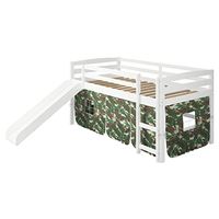 Chelsea Home Danny Camo Tent Loft Bed with Slide and Ladder 36ST-4700-WH-C