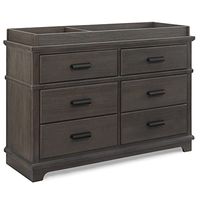 Delta Children Simmons Kids Asher 6 Drawer Dresser with Changing Top, Fully Assembled Rustic, Greenguard Gold Certified, Rustic Grey