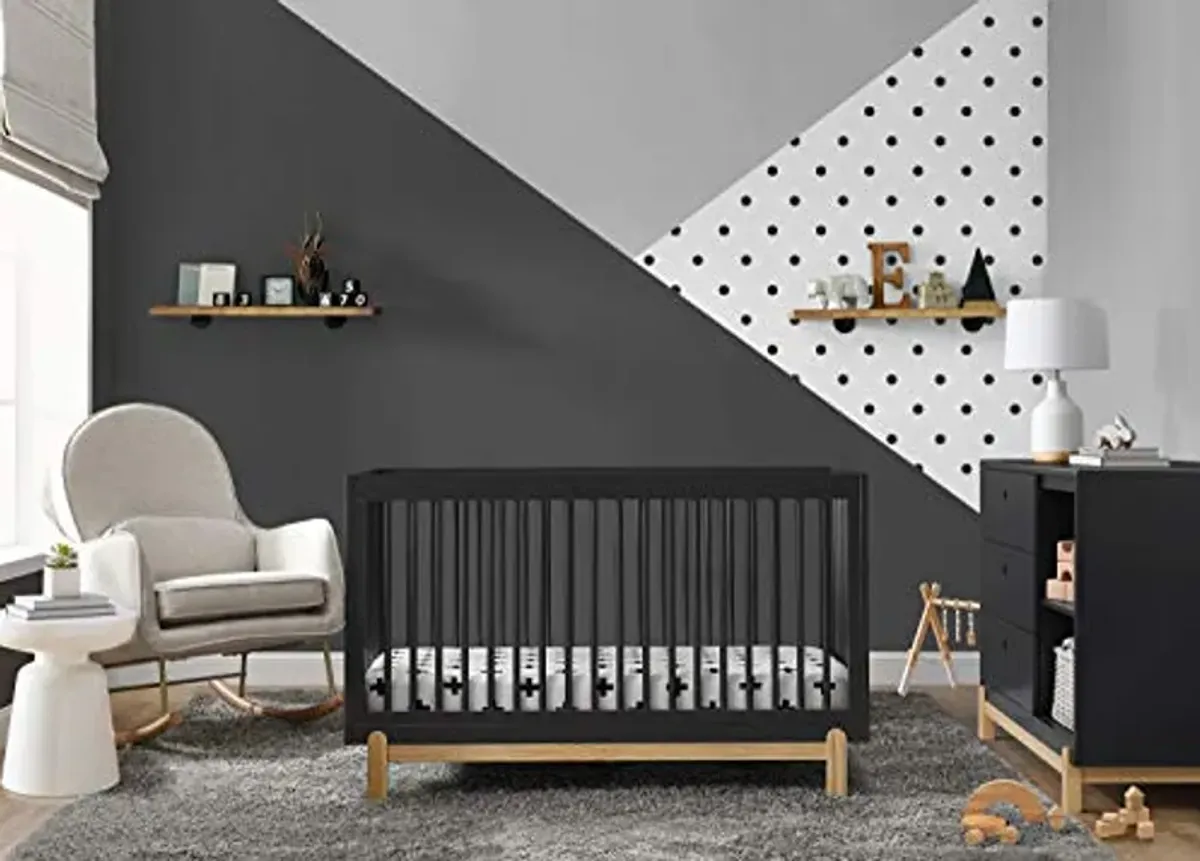 Delta Children Poppy 4-in-1 Convertible Crib, Midnight Grey/Natural