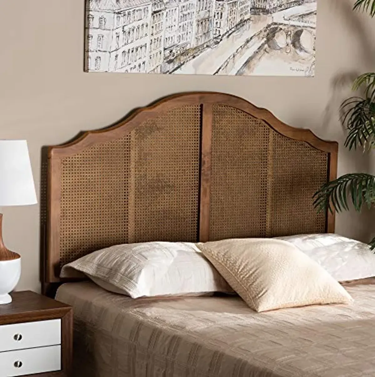 Baxton Studio Iris Headboards, Ash Walnut