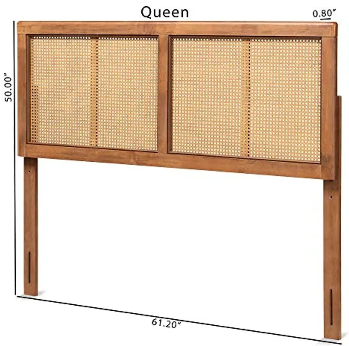 Baxton Studio Gilbert Mid-Century Modern Ash Walnut Finished Wood and Synthetic Rattan King Size Headboard