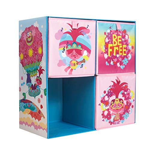 Idea Nuova DreamWorks Trolls Collapsible Soft Storage Cubby with 3 Collapsible Cubes, Pink