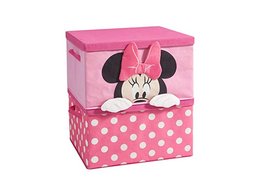 Idea Nuova Disney Minnie Mouse Figural 2 Piece Stackable Storage Set, Pink