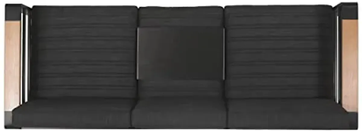 Christopher Knight Home Giovanna Outdoor 3 Seater Sofa, Dark Grey + Natural + Black Anodize