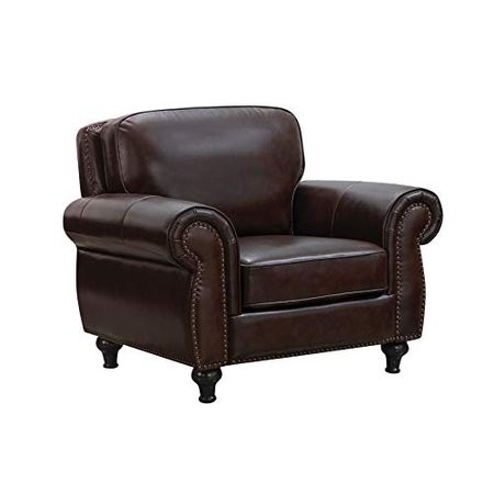 Abbyson Living Premium Top Grain Upholstered Leather Armchair, Brown