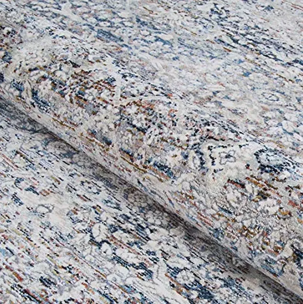 Couristan Luxor Indoor Area Rug - Ludvig 2'2" x 8'11" Runner in Antique Beige and Ocean Blue, Floral Design with Fringed Edges, Medium Pile Home Decor for Living Room, Bedroom, and Dining Room