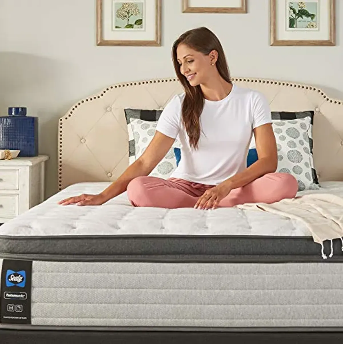 Sealy Posturepedic Spring Summer Rose Euro Pillowtop Medium Feel Mattress and 5-Inch Foundation, Full