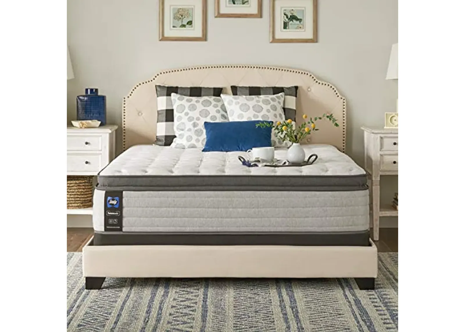 Sealy Posturepedic Spring Summer Rose Euro Pillowtop Medium Feel Mattress and 5-Inch Foundation, Full