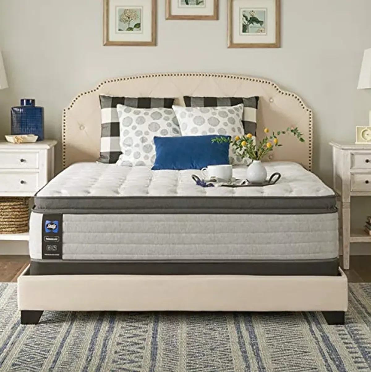 Sealy Posturepedic Spring Summer Rose Euro Pillowtop Medium Feel Mattress and 5-Inch Foundation, Full