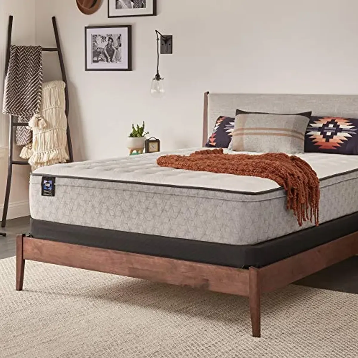 Sealy Essentials Spring Winter Green Faux Eurotop Soft Feel Mattress and 9-Inch Foundation, Split California King