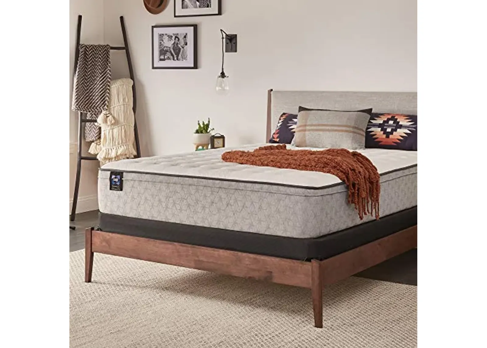 Sealy Essentials Spring Winter Green Faux Eurotop Medium Feel Mattress and 9-Inch Foundation, Split California King