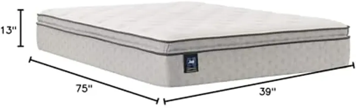 Sealy Essentials Spring Winter Green Euro Pillowtop Soft Feel Mattress and 9-Inch Foundation, Twin