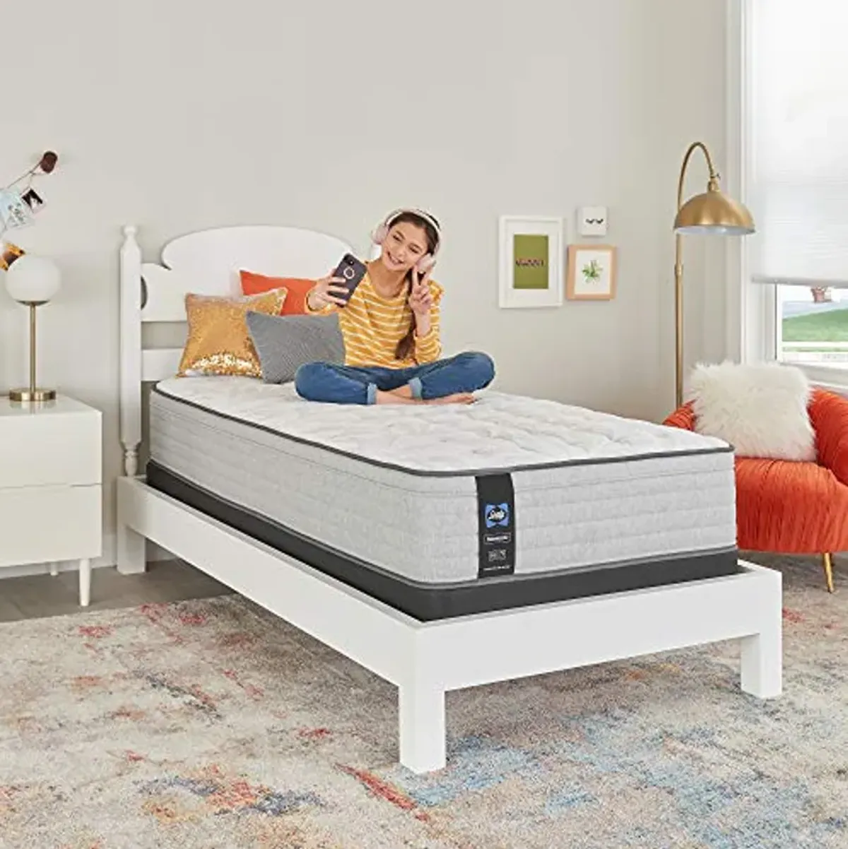 Sealy Posturepedic Spring Summer Rose Faux Eurotop Medium Feel Mattress and 5-Inch Foundation, Twin