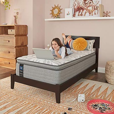 Sealy Posturepedic Spring Red Maple Euro Pillowtop Soft Feel Mattress and 9-Inch Foundation, Twin