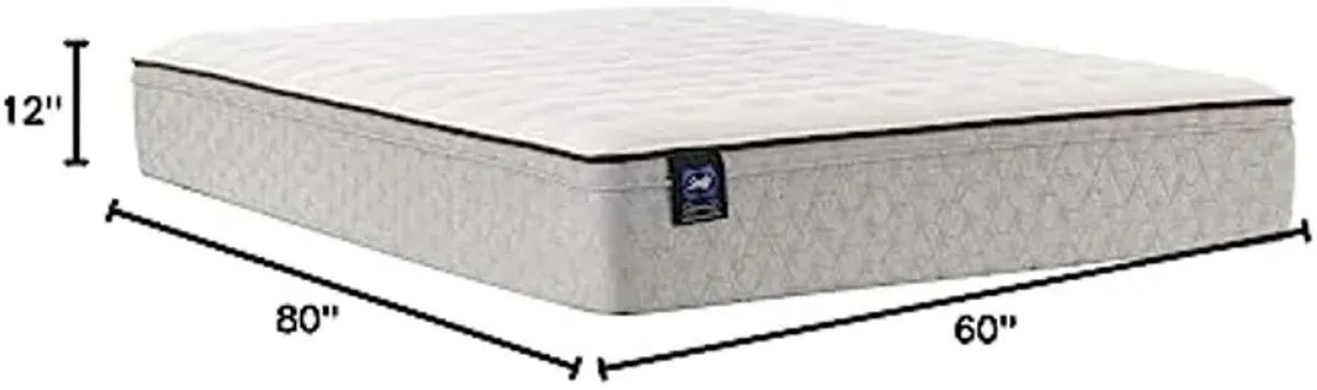 Sealy Essentials Spring Winter Green Faux Eurotop Medium Feel Mattress and 5-Inch Foundation, Queen