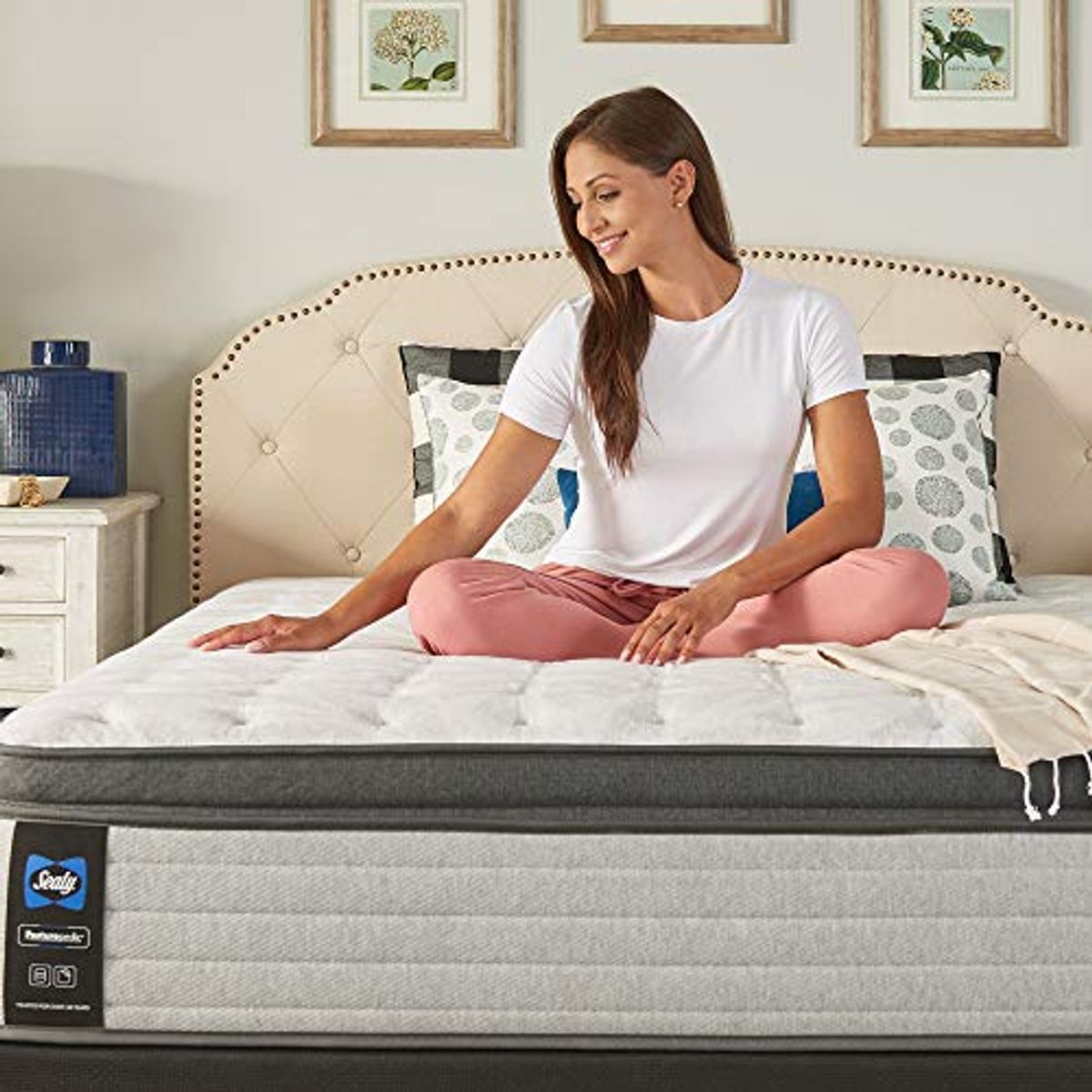 Sealy Posturepedic Spring Summer Rose Euro Pillowtop Soft Feel Mattress, Split California King