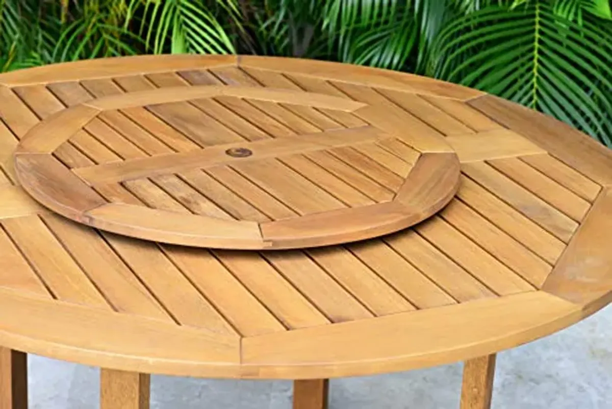 Amazonia Bourges 5-Piece Outdoor Round Lazy Susan Dining Table Set |Teak Finish | Ideal for Patio and Indoors