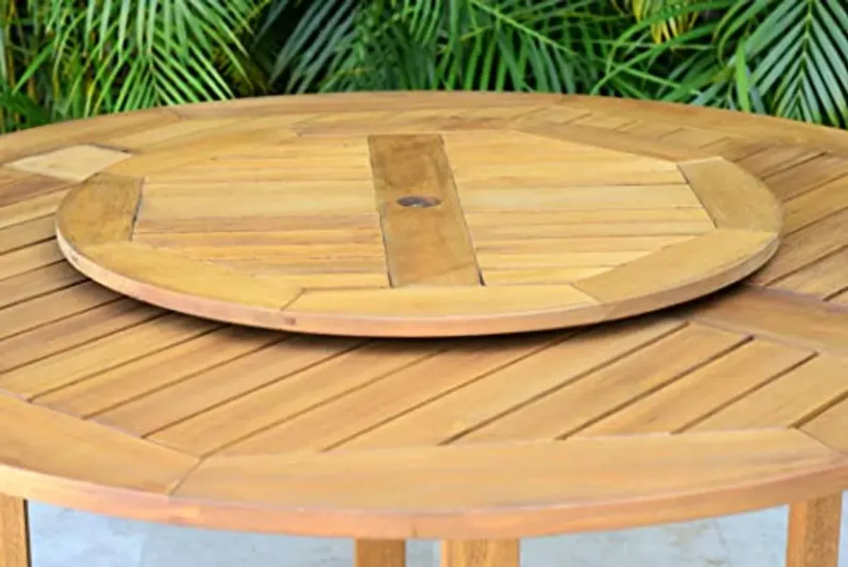 Amazonia Bourges 5-Piece Outdoor Round Lazy Susan Dining Table Set |Teak Finish | Ideal for Patio and Indoors