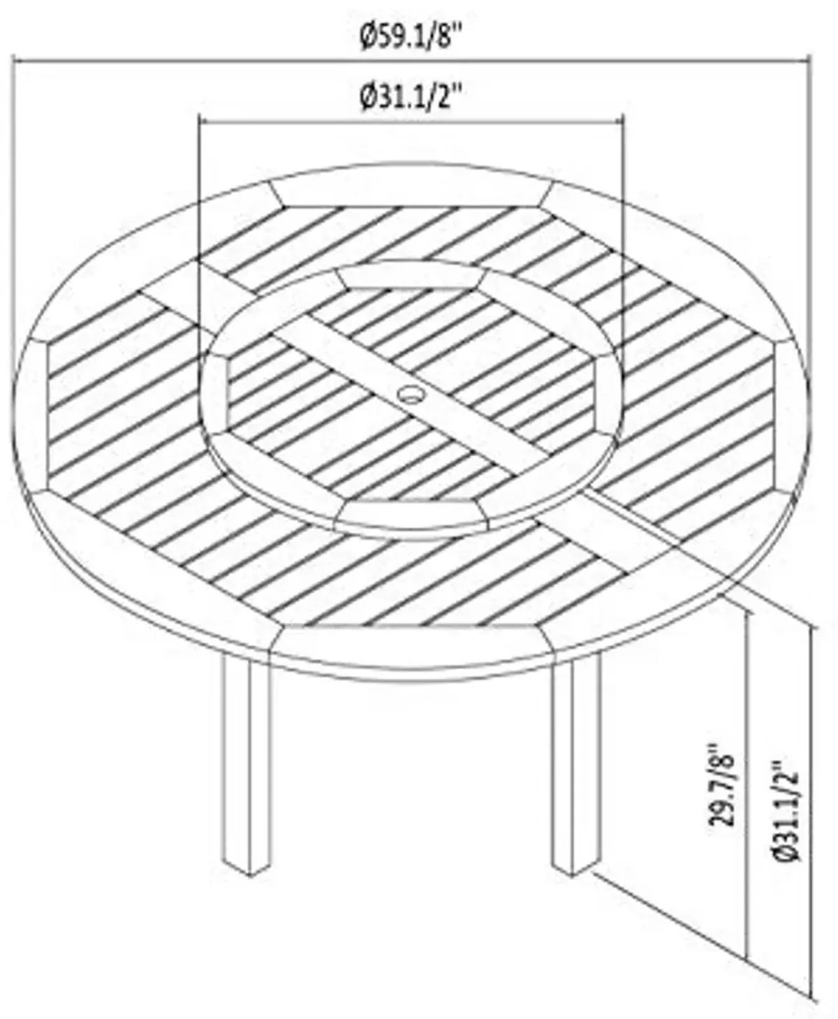 Amazonia Bourges 5-Piece Outdoor Round Lazy Susan Dining Table Set |Teak Finish | Ideal for Patio and Indoors