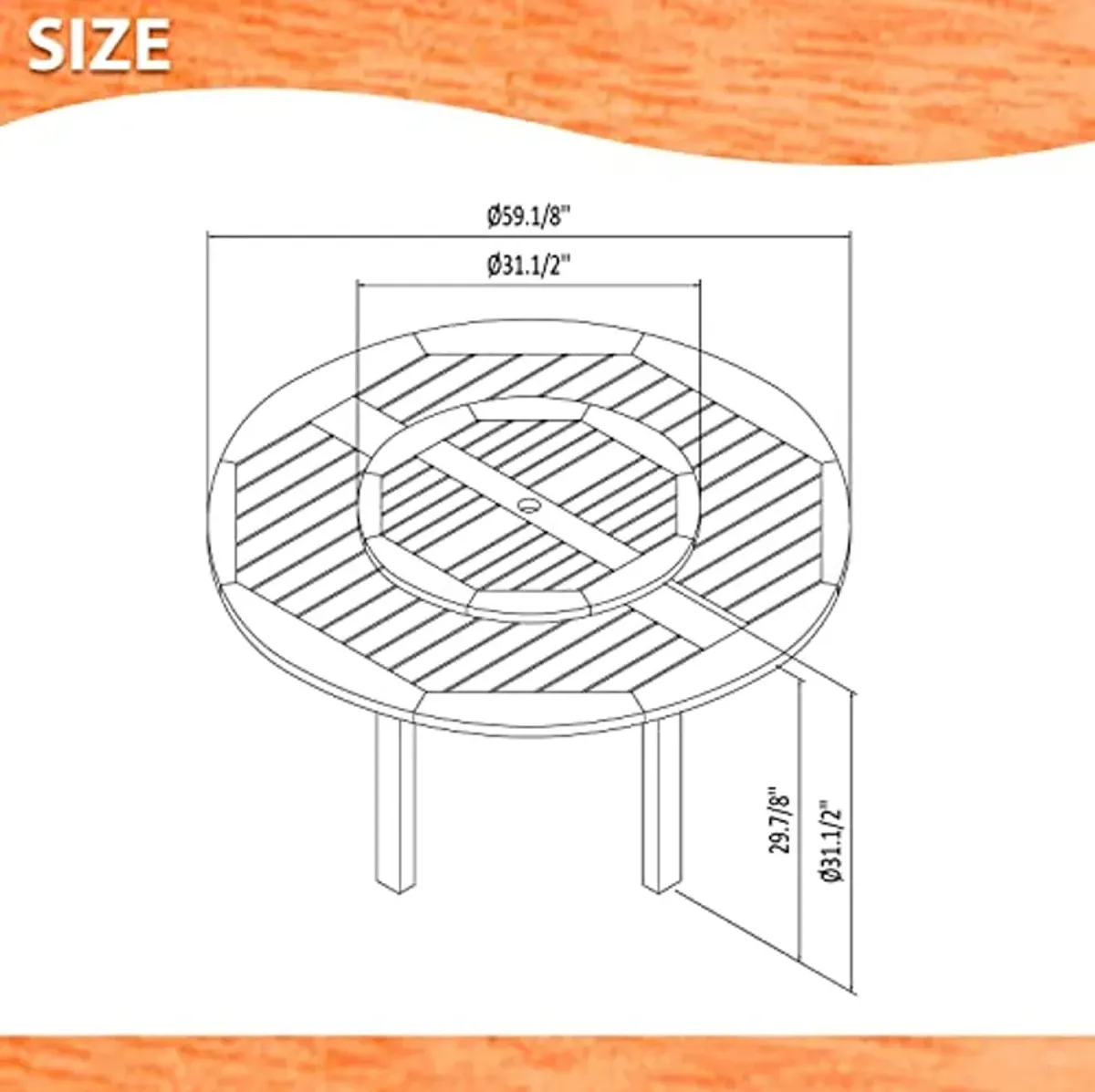 Amazonia Arezzo 7-Piece Outdoor Round Lazy Susan Dining Table Set | Teak Finish | Ideal for Patio and Indoors