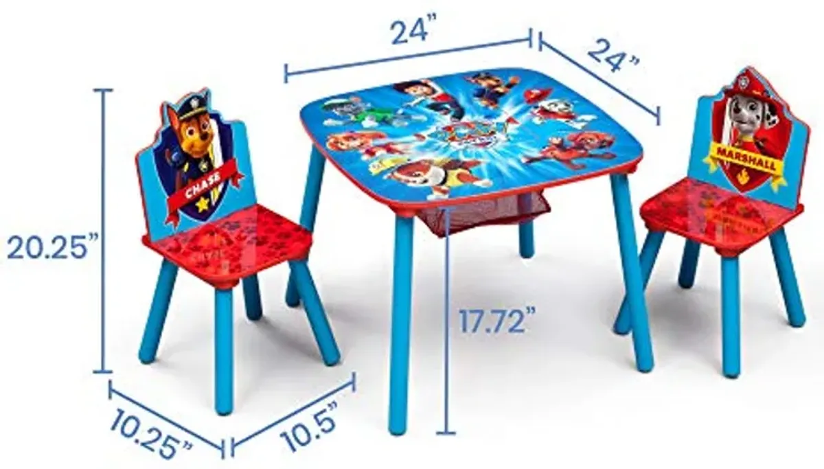 Delta Children Kids Table and Chair Set with Storage (2 Chairs Included) Plus Design & Store 6 Bin Toy Storage Organizer - Ideal for Arts & Crafts, Homeschooling, Homework & More, Nick Jr. PAW Patrol