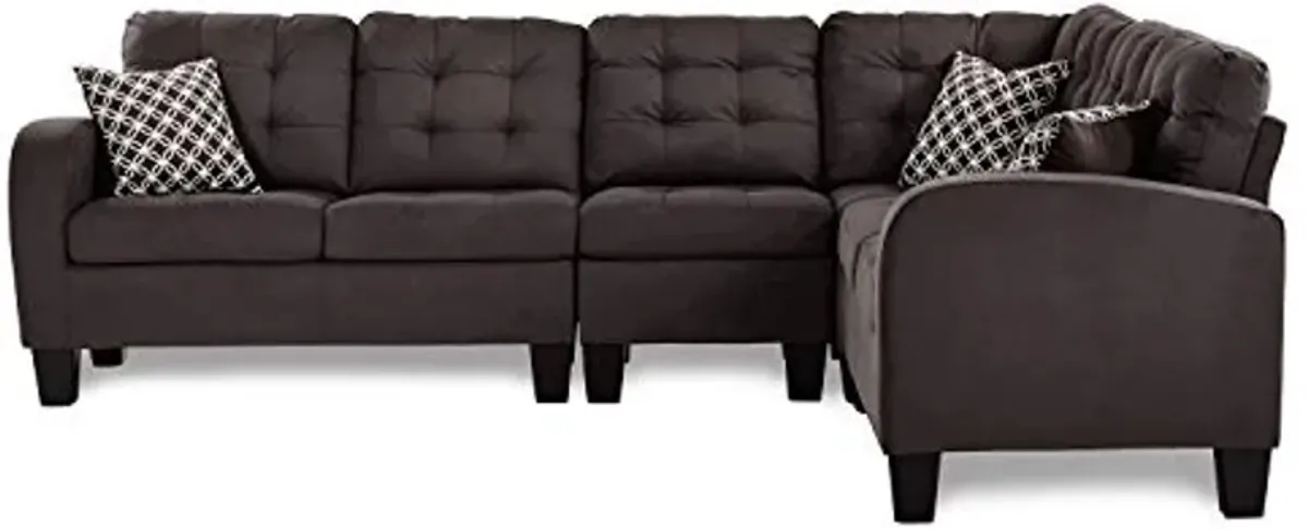 Lexicon Westville Tufted Fabric 2-Piece Reversible Sectional Sofa, 84" x 107", Chocolate