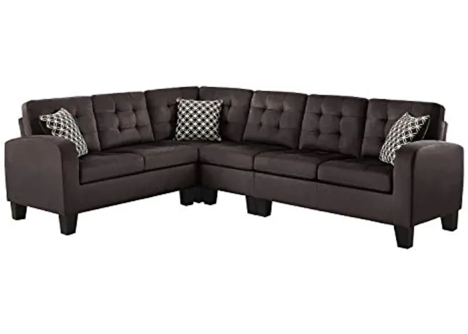 Lexicon Westville Tufted Fabric 2-Piece Reversible Sectional Sofa, 84" x 107", Chocolate