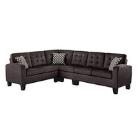 Lexicon Westville Tufted Fabric 2-Piece Reversible Sectional Sofa, 84" x 107", Chocolate