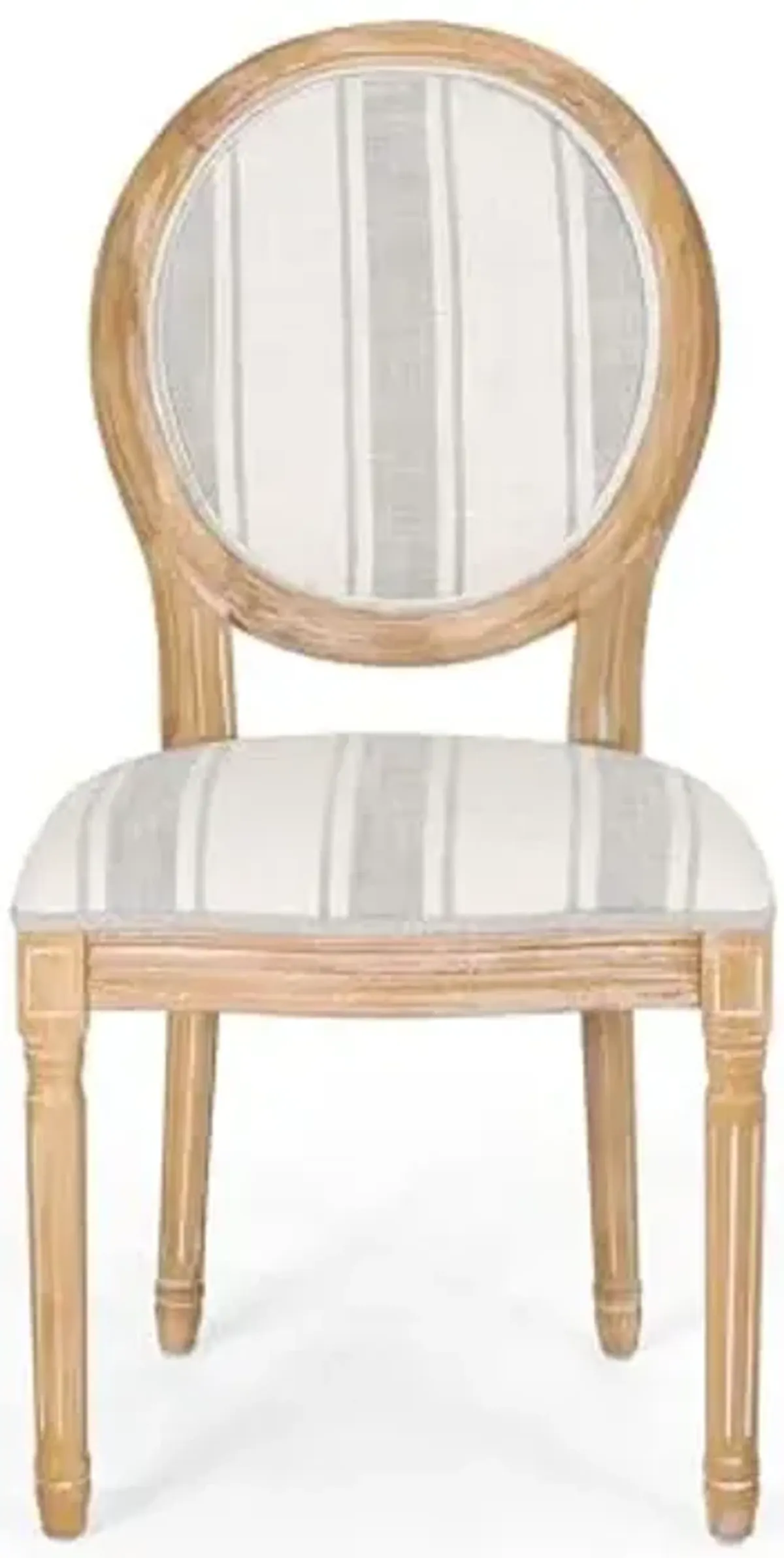 Christopher Knight Home Phinnaeus Dining Chair Set, Set of 4,Wood, Gray Stripes + Light Beige + Natural