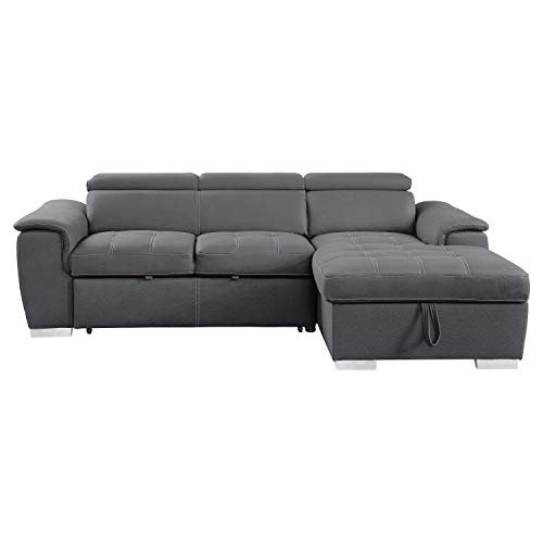 Lexicon Asheville Tufted Fabric Sectional Sleeper Sofa with Storage, 98