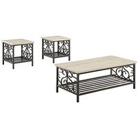Lexicon Keystone 3-Piece Faux Marble Occasional Table Set, White