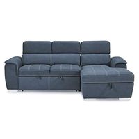 Lexicon Asheville Tufted Fabric Sectional Sleeper Sofa with Storage, 98" x 65.5", Blue