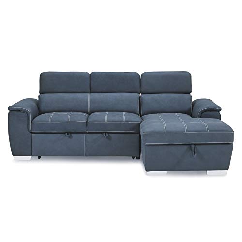 Lexicon Asheville Tufted Fabric Sectional Sleeper Sofa with Storage, 98