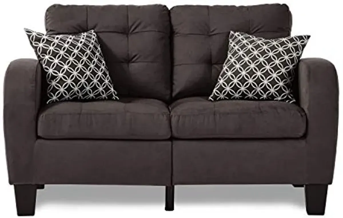 Lexicon Westville Tufted Fabric Loveseat, 57" W, Chocolate