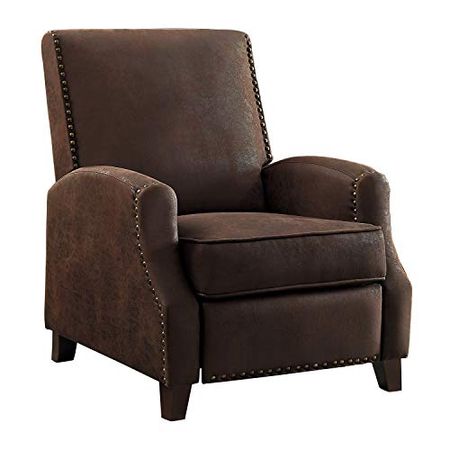 Lexicon Springhill Fabric Push Back Reclining Club Chair, 31" W, Brown