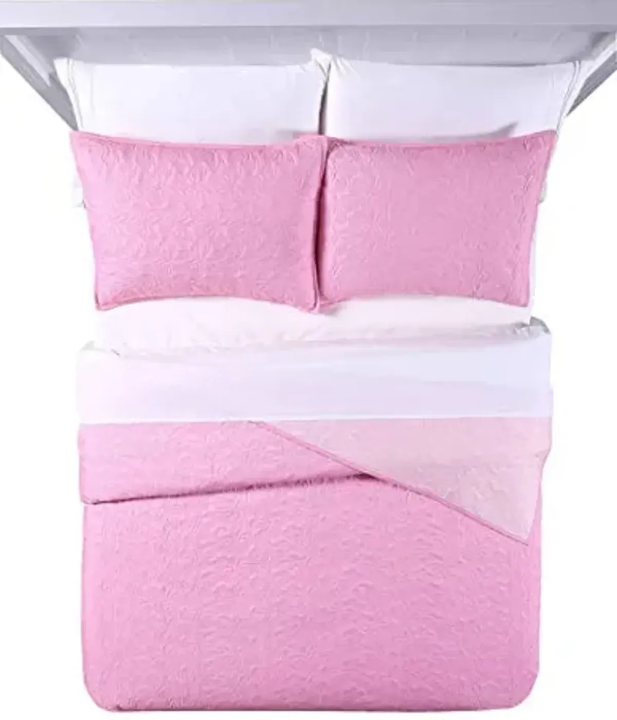 Heritage Kids Pinsonic Soft Butterfly Quilt Set,Pink,Full, 86"x76"