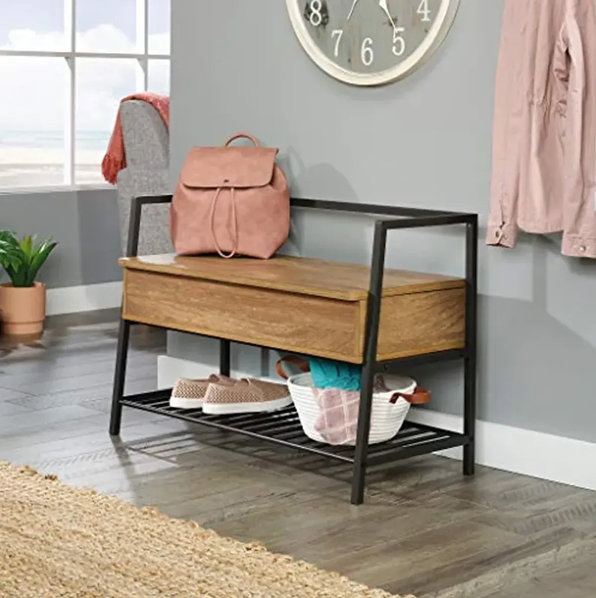 Sauder North Avenue Storage Bench, Sindoori Mango Finish