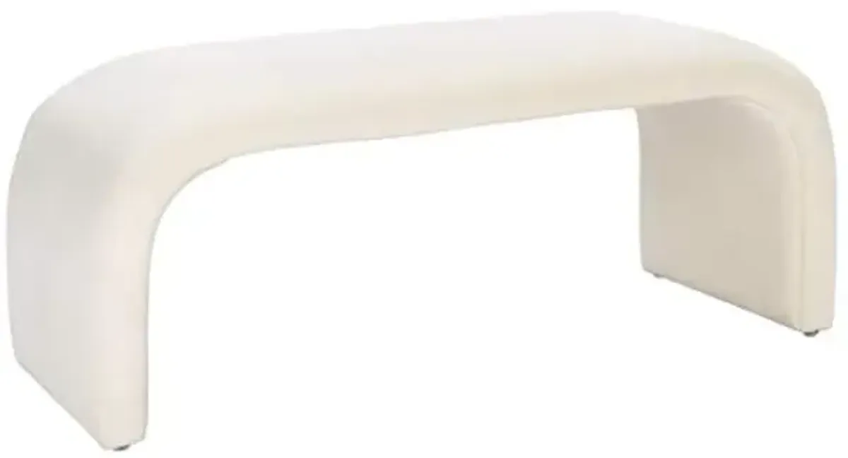 SAFAVIEH Home Collection – Tenko Cream Curved Upholstered Accent Bench, Modern Minimalist Seating for Bedroom, Entryway or Living Room (BCH1300A)