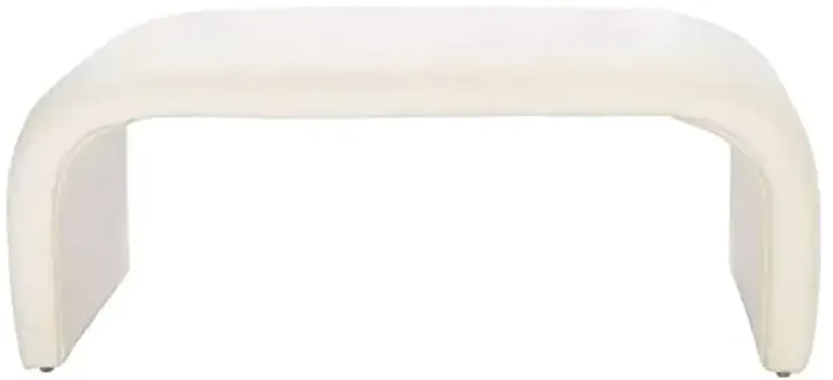 SAFAVIEH Home Collection – Tenko Cream Curved Upholstered Accent Bench, Modern Minimalist Seating for Bedroom, Entryway or Living Room (BCH1300A)