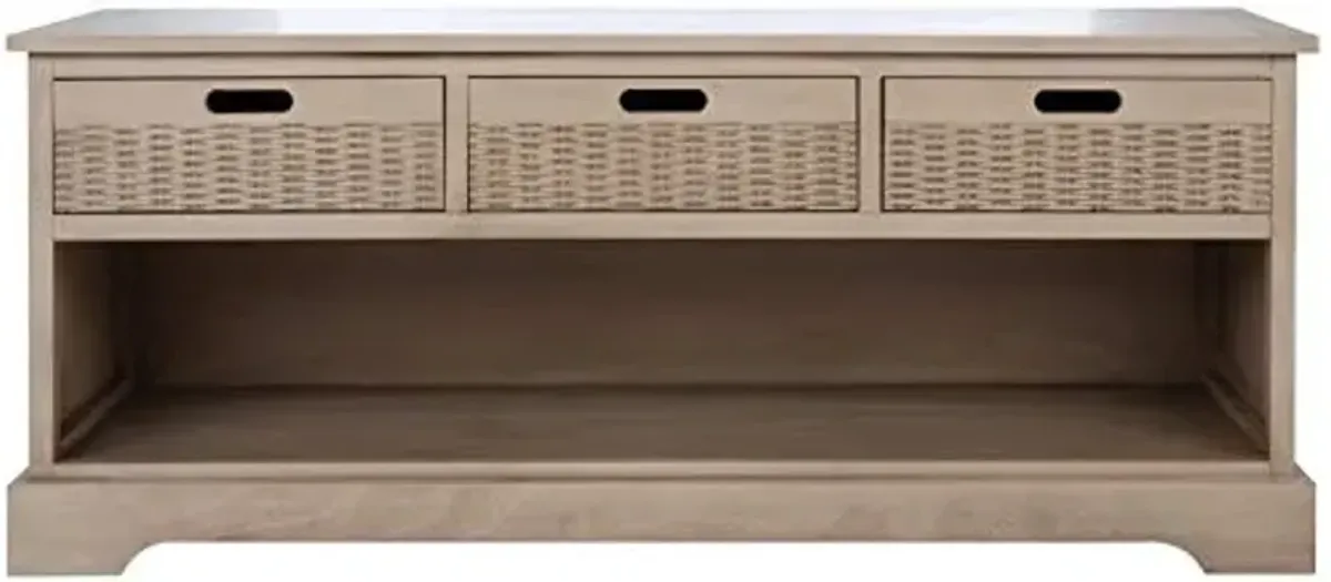 SAFAVIEH Home Collection Landers Sand 3-Drawer Storage Bench (Fully Assembled) BCH5701D