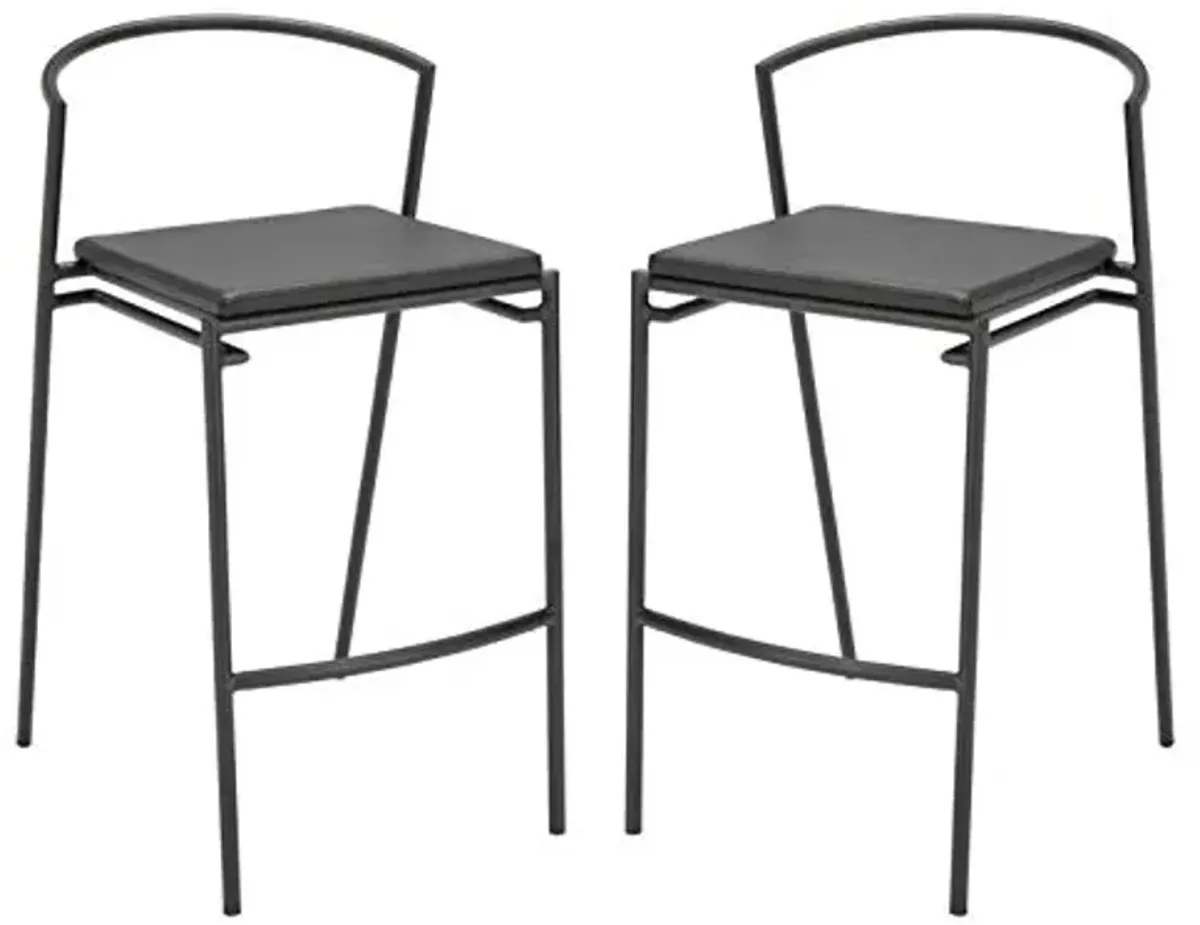 SAFAVIEH Home Collection Knightley Black Faux Leather 26-inch Counter Stool (Set of 2)