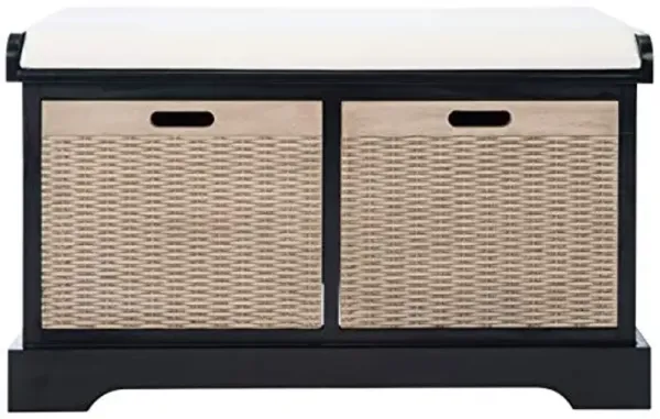 Safavieh Home Collection Landers Black 2-Drawer/Cushion Storage Bench (Fully Assembled) BCH5702B