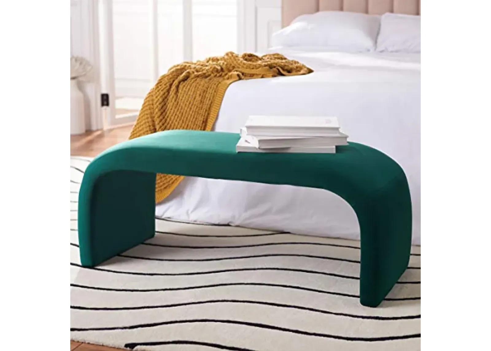 Safavieh Home Collection Tenko Modern Emerald Velvet Bench (Fully Assembled) BCH1300D