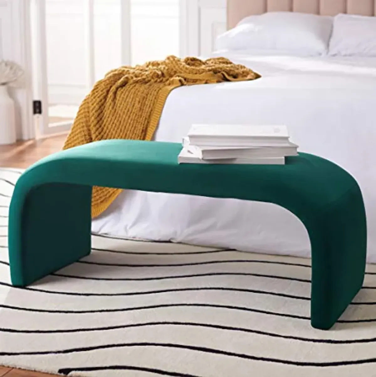 Safavieh Home Collection Tenko Modern Emerald Velvet Bench (Fully Assembled) BCH1300D