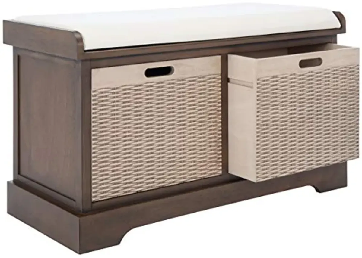 Safavieh Home Collection Landers Brown 2-Drawer/Cushion Storage Bench (Fully Assembled) BCH5702C