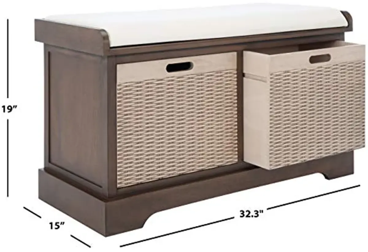 Safavieh Home Collection Landers Brown 2-Drawer/Cushion Storage Bench (Fully Assembled) BCH5702C