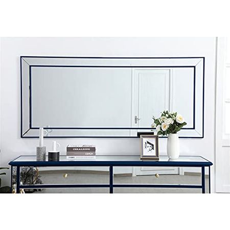 Elegant Decor Iris Beaded Mirror 72 x 32 inch in Blue