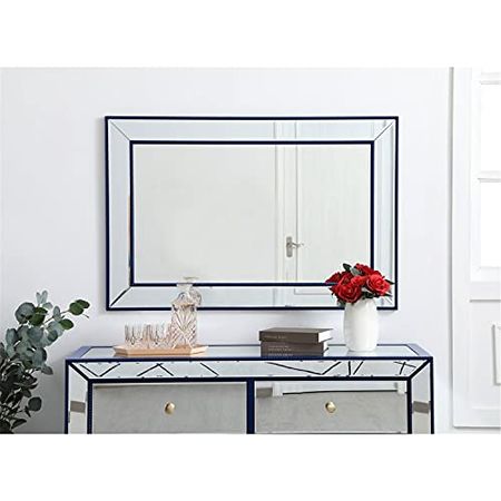 Elegant Decor Iris Beaded Mirror 42 x 28 inch in Blue