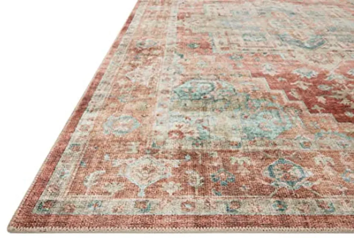 Loloi II Heidi Collection HEI-01 Terracotta/Aqua 7'-6" x 9'-6" Area Rug